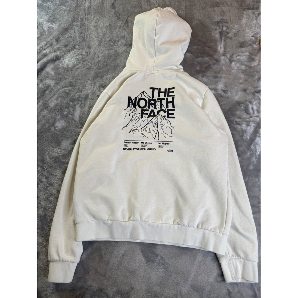 The North Face Circular Design Hoodie Pullover Sweatshirt Mountain Peak M Beige